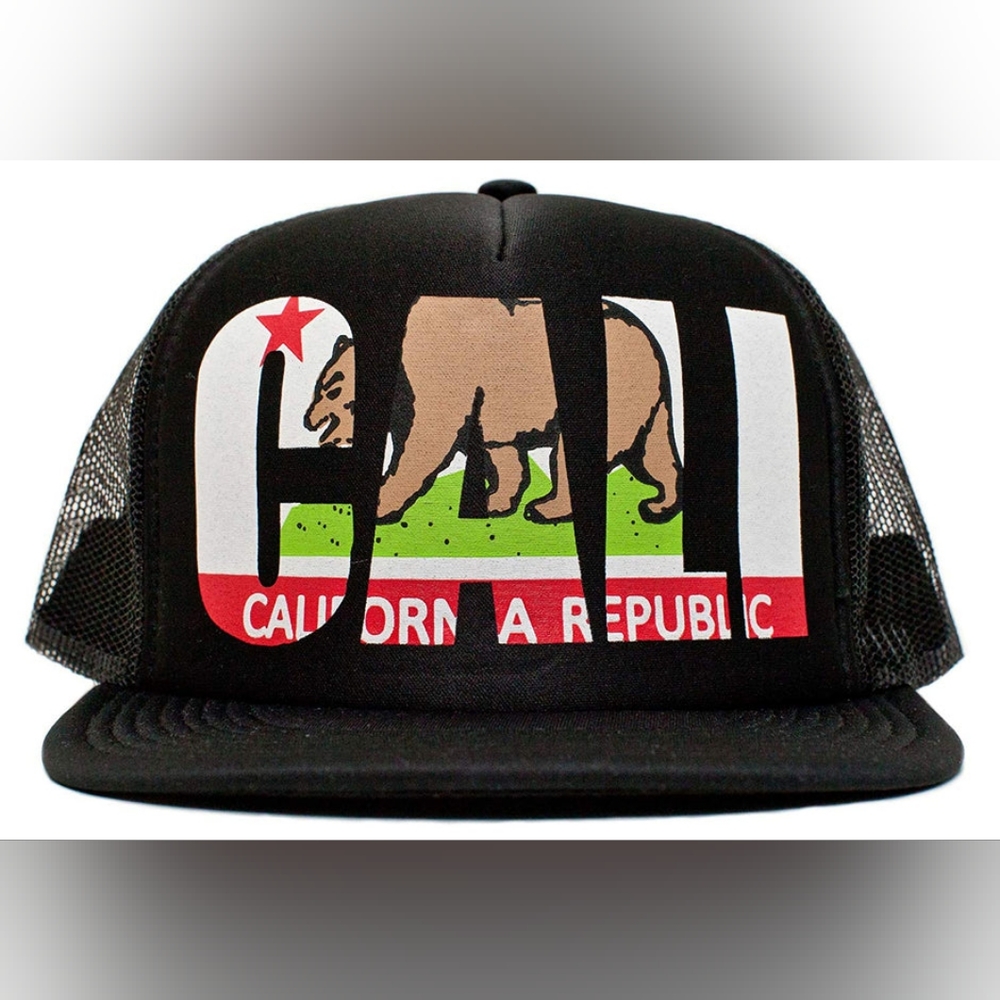 California Republic Cali Flag Unisex-Adult One-size Trucker Hat Black/Black Stat